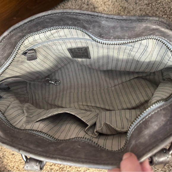 Frye Melissa Dome Satchel Gray Leather Crossbody Handbag - Picture 7 of 14